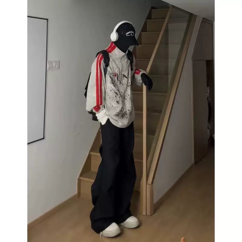 Veste en suède distressed avec graffiti et rayures 