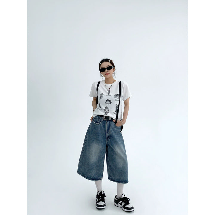 Wide Leg Cropped Denim Pants