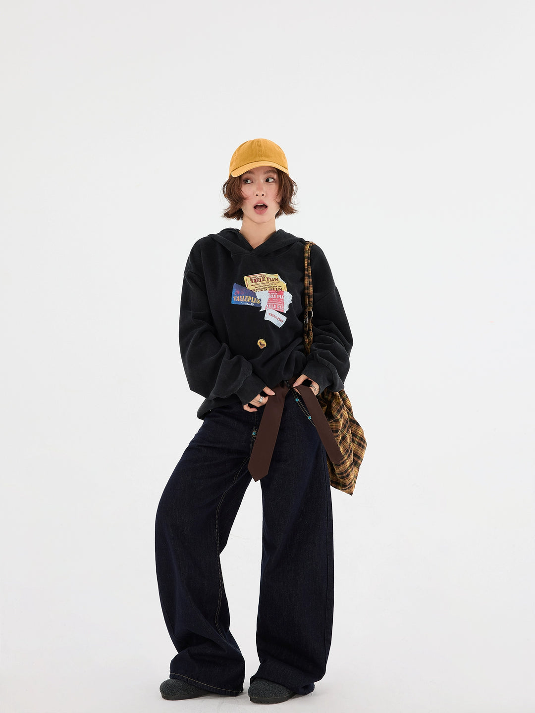 Loose Graphic Patchwork Hoodie