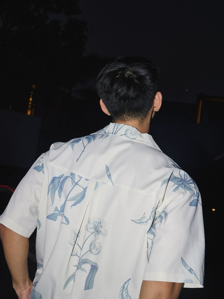Retro Bloemenprint Korte Mouwen Shirt 
