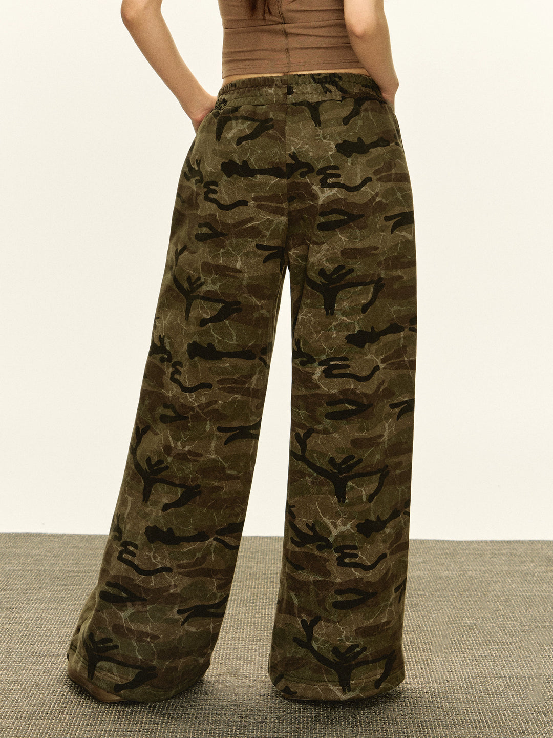 Retro Camouflage Wide Leg Casual Pants