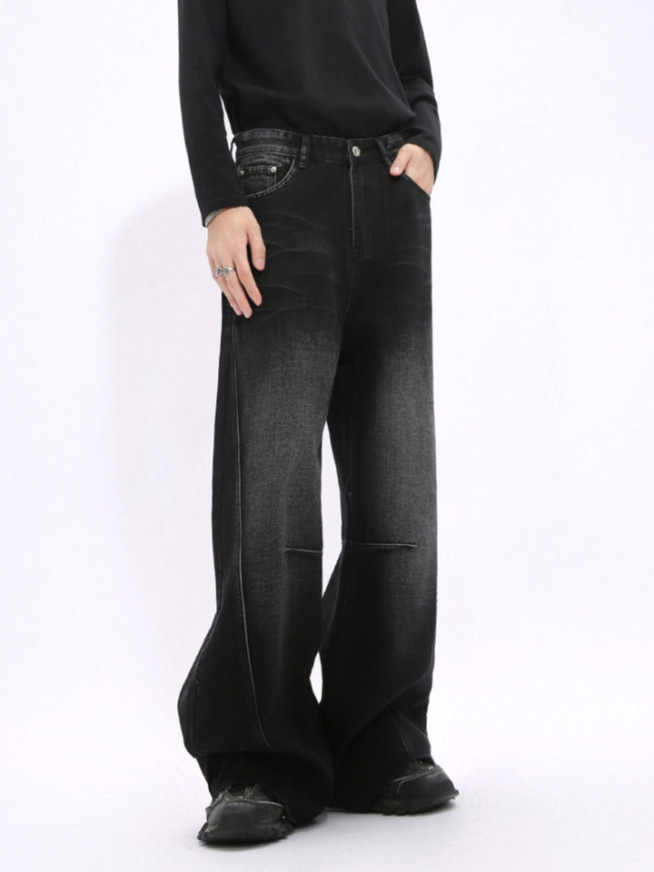 Wide-Leg Raw Edge Jeans