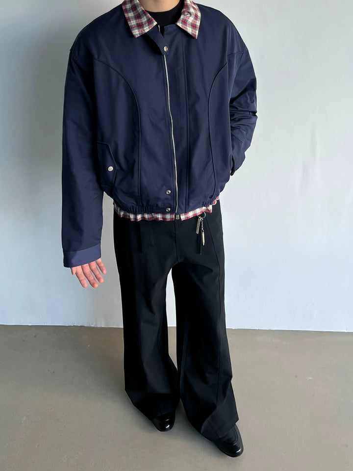 Μπουφάν Lapel Harrington με καρό σχέδιο και όρθιο γιακά 