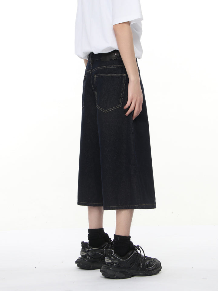 Pantalons en denim large à 7 points 