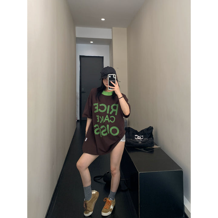 Oversized Graphic Splicing Short-Sleeve T-Shirt