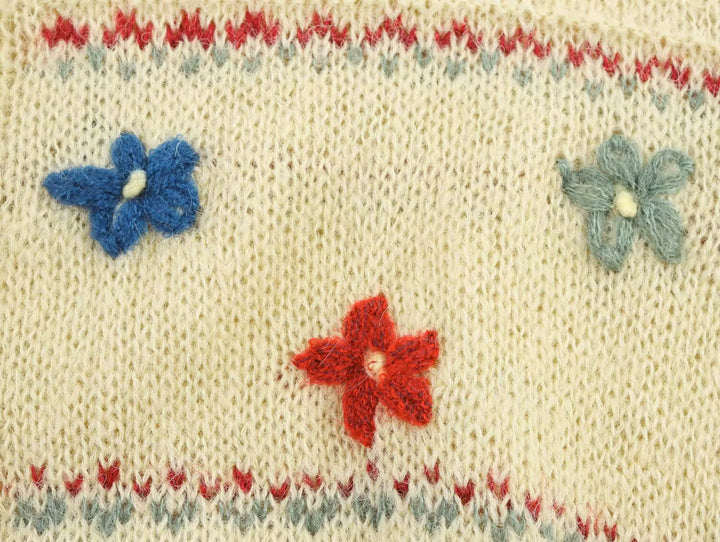 Cárdigan de punto suelto con flores bordadas 