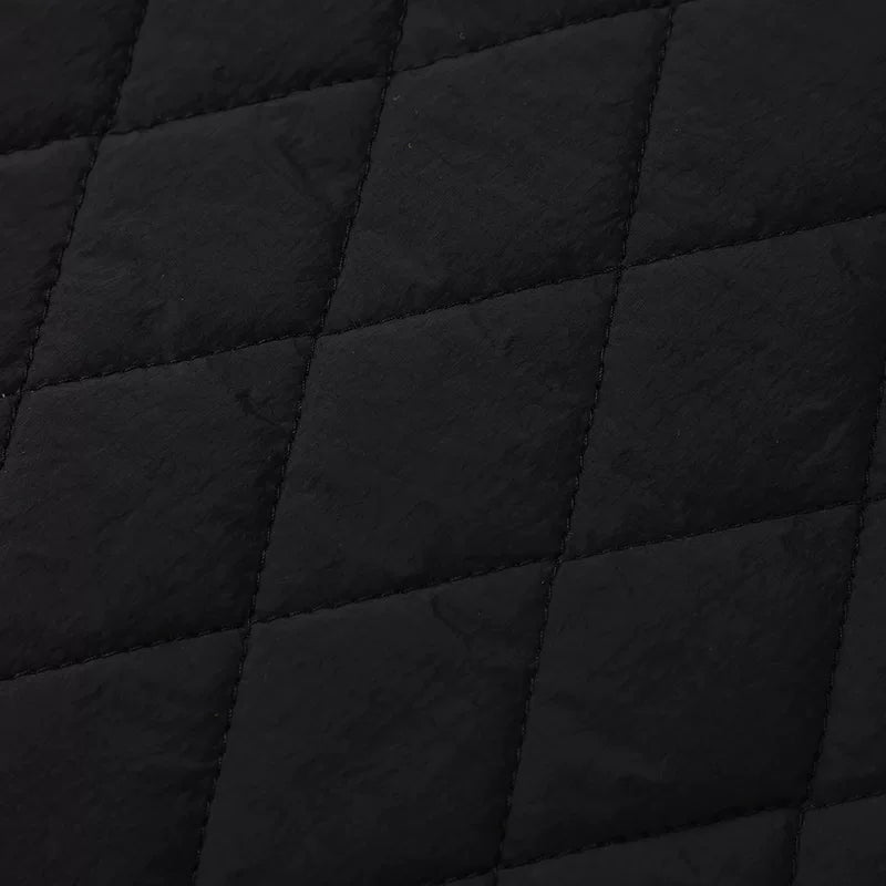 Plaid Patches Quiltet Bomulds Løs Frakke 