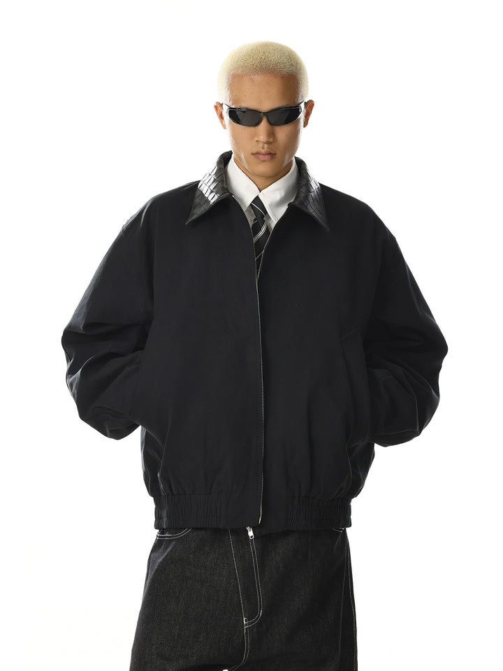 Lederkragen Minimalistische Lockere Passform Jacke 
