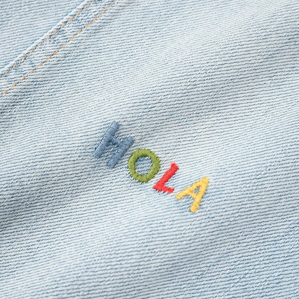 Embroidered Letter Wide-Leg Casual Jeans
