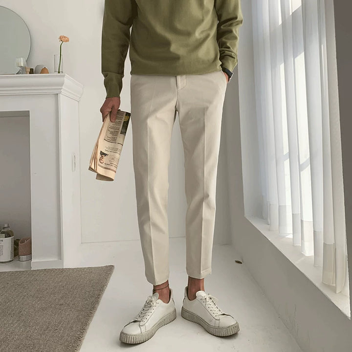 Pantaloni cropped slim fit dritti casual 