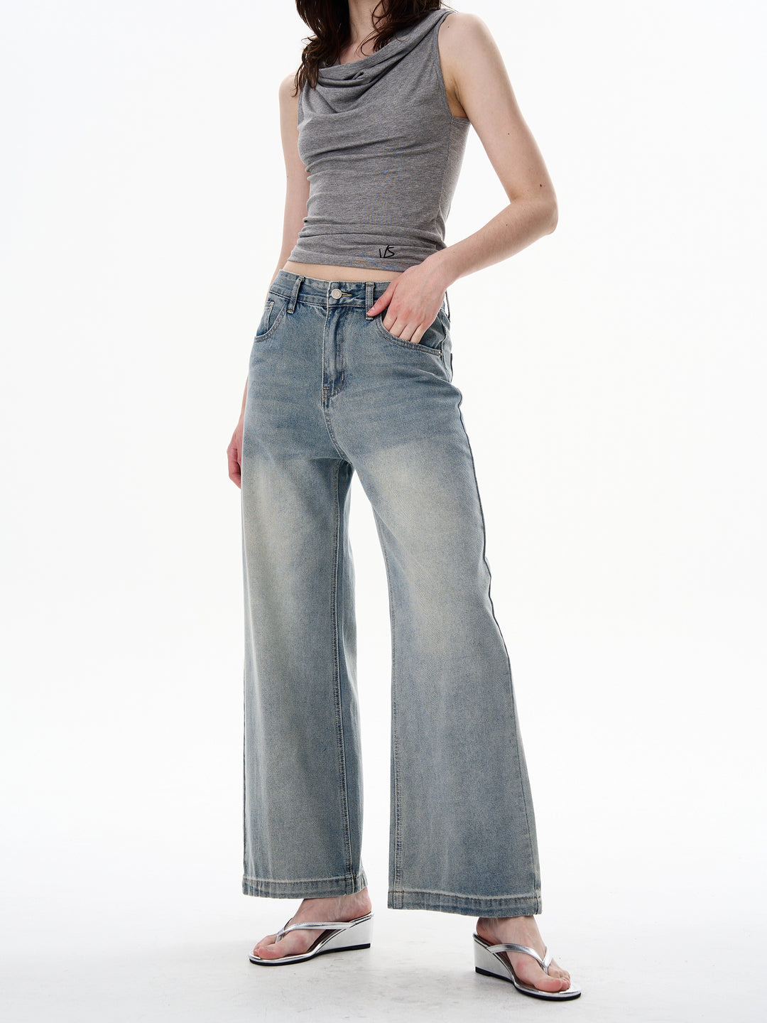 Calças Jeans Retas Largas no Estilo Retrô 