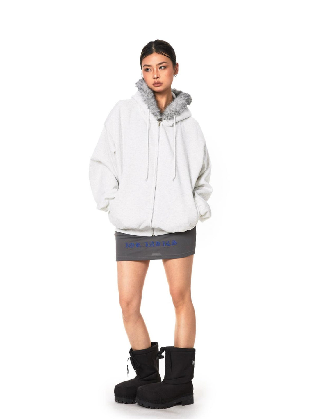 Fur Collar Hooded Cardigan Jacket
