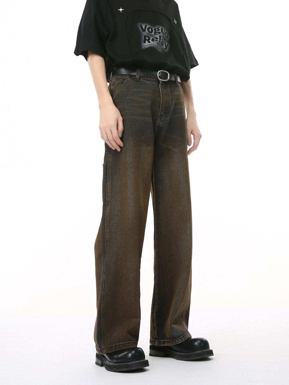 Straight Workwear Jeans with Cargo Pockets