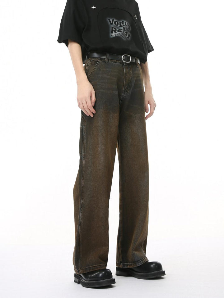 Straight Workwear Jeans with Cargo Pockets