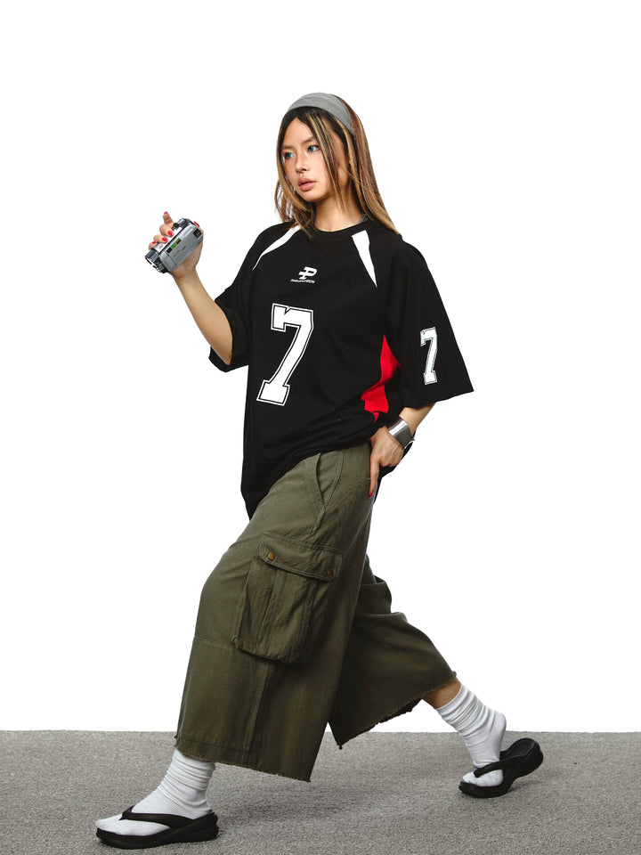 Wide-Leg Cropped Cargo Workwear Pants