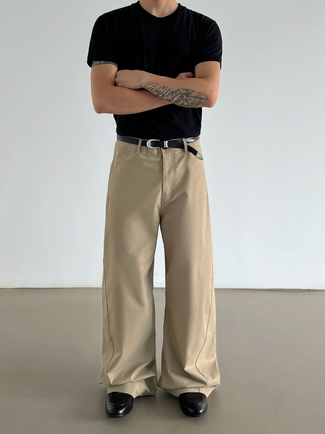 Pantaloni casual dritti larghi retro 