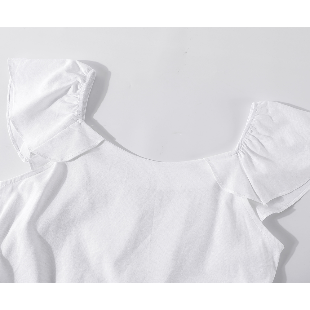 Blouse en coton à manches volantes et ceinture 