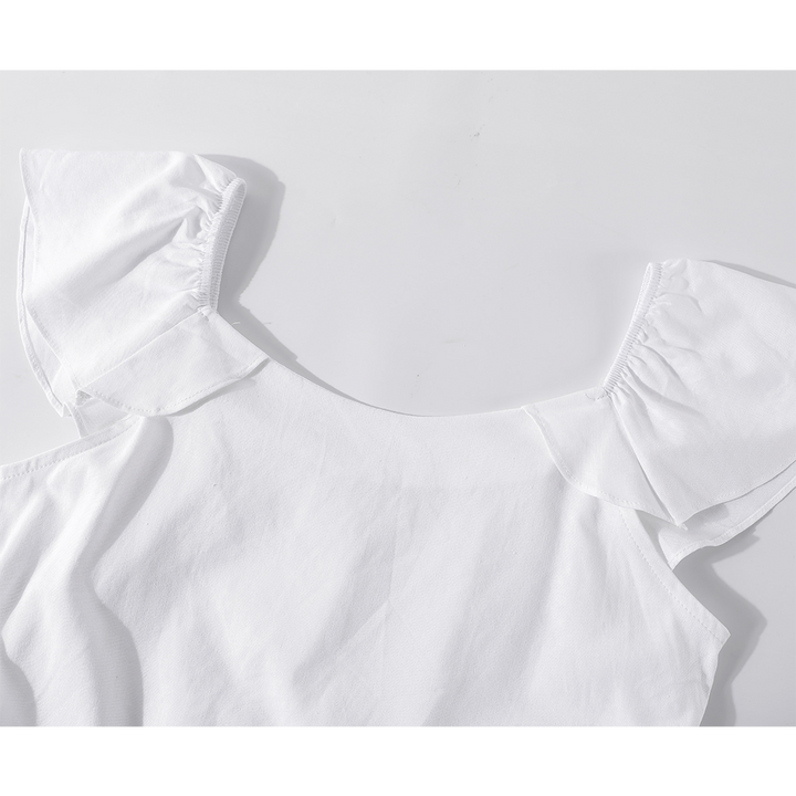 Blouse en coton à manches volantes et ceinture 