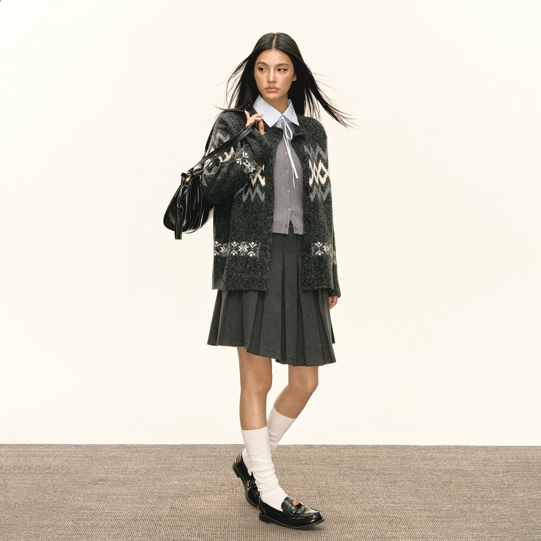 Knit Diamond Pattern Cardigan