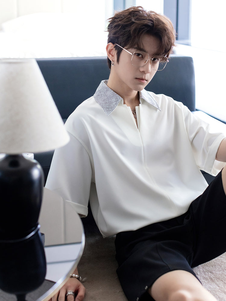 Stylish V-Neck Short-Sleeve Polo Shirt