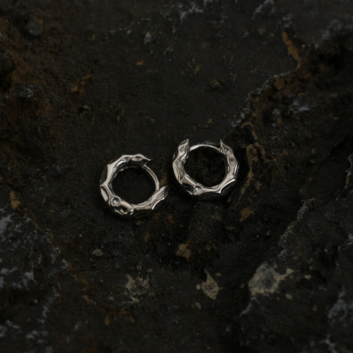 Sterling Silver Irregular Hoop Earrings