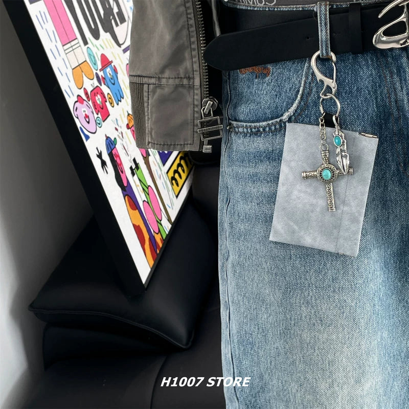 Bolsa de Moeda de Denim Estojo para Fones de Ouvido Charmoso 