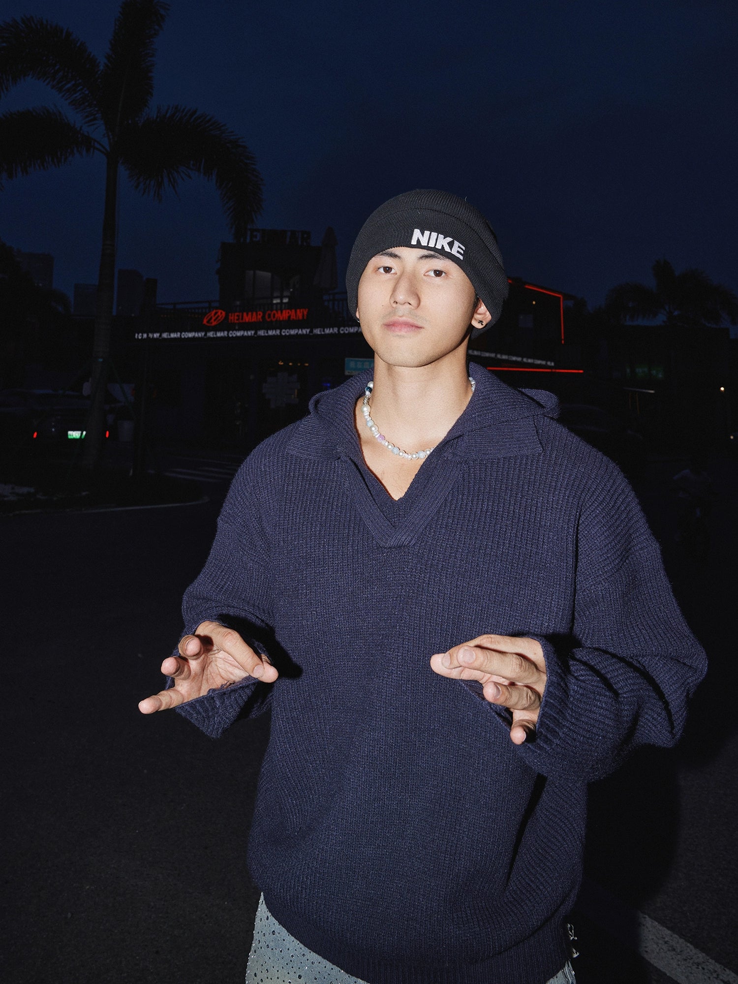 Sıradan Örgü Retro Bol Kapüşonlu Kazak 