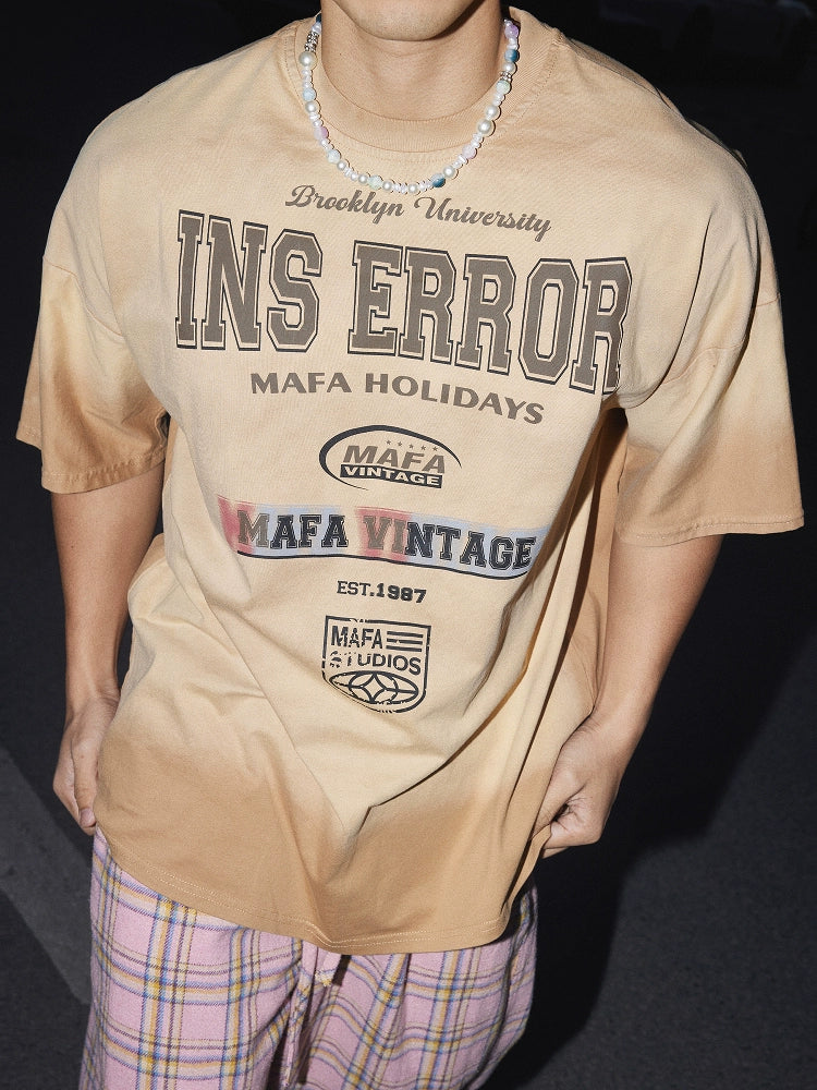 Vintage Letter Print Loose Pullover T-Shirt