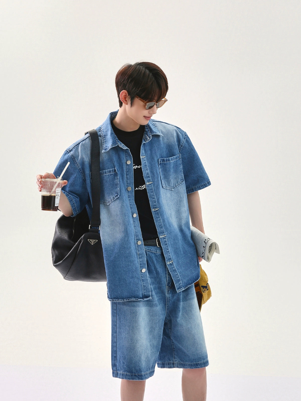 طقم سترة جينز غير رسمية وشورتات 