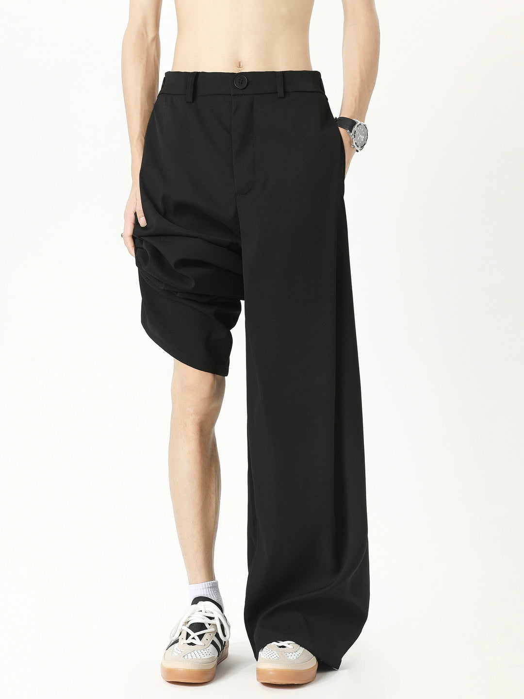 Pantalons de costume à coupe droite et jambes larges 