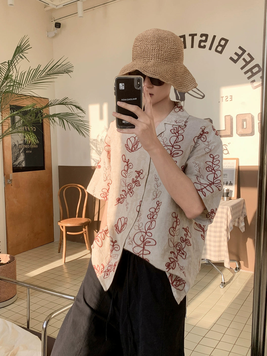 Embroidered Loose Fit Short Sleeve Shirt
