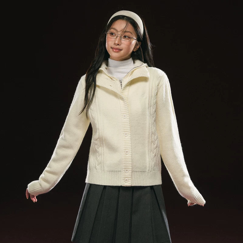 Retro Strikket Zip-Up Genser Cardigan 