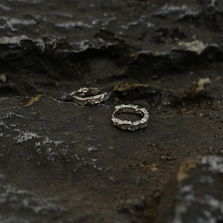 Sterling Silver Textured Hoop Earrings
