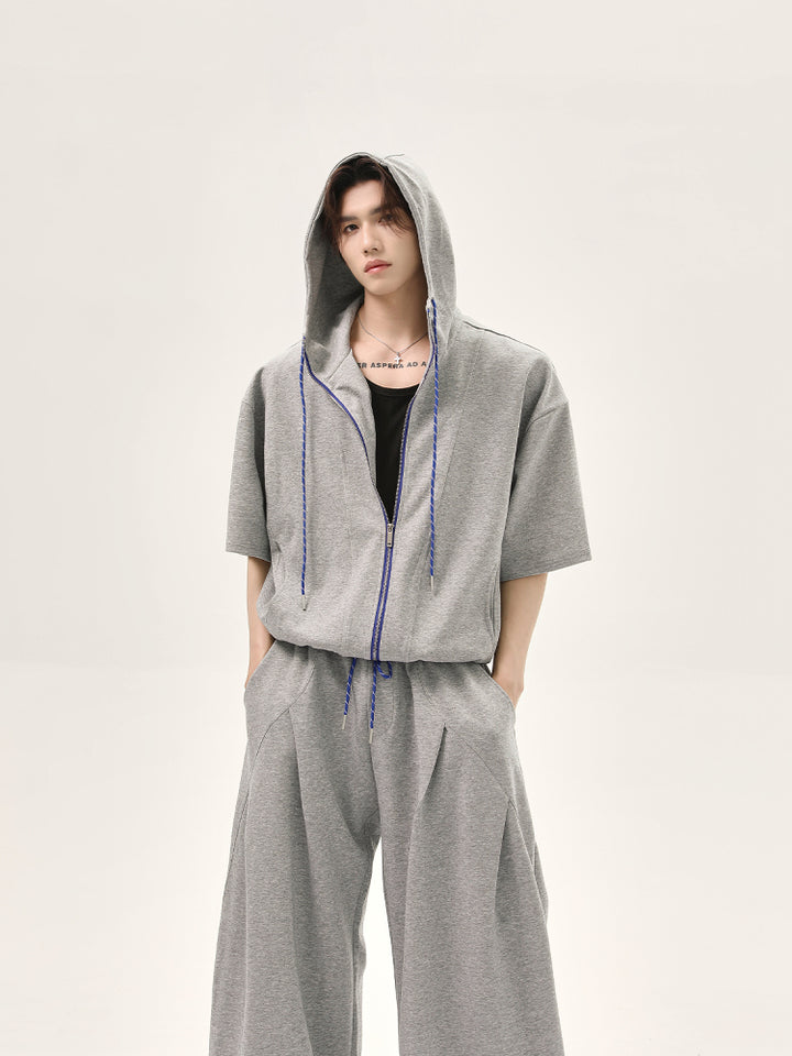 Hooded Zipper Top and Pants Set