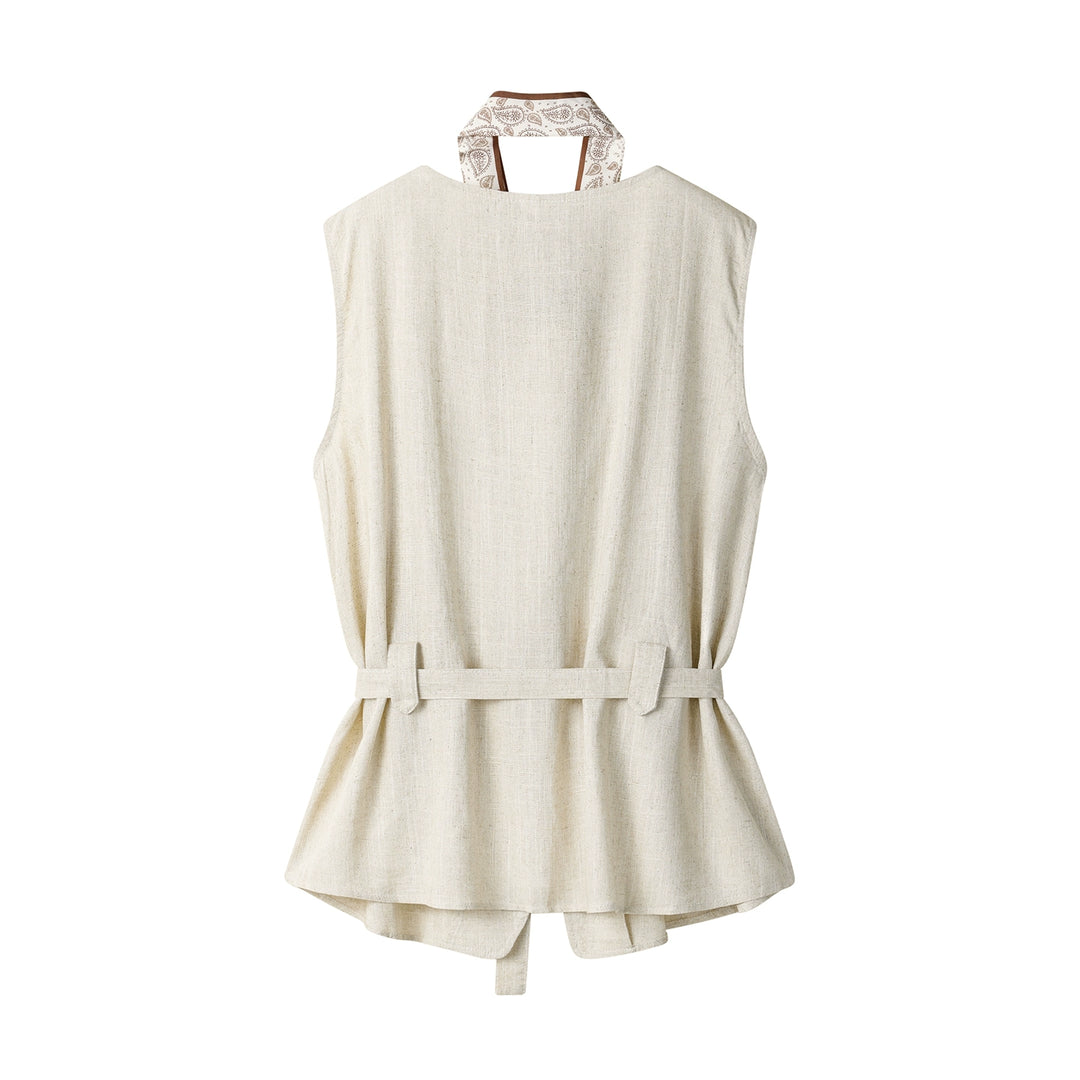 Sleeveless Waist Tie Vest Top