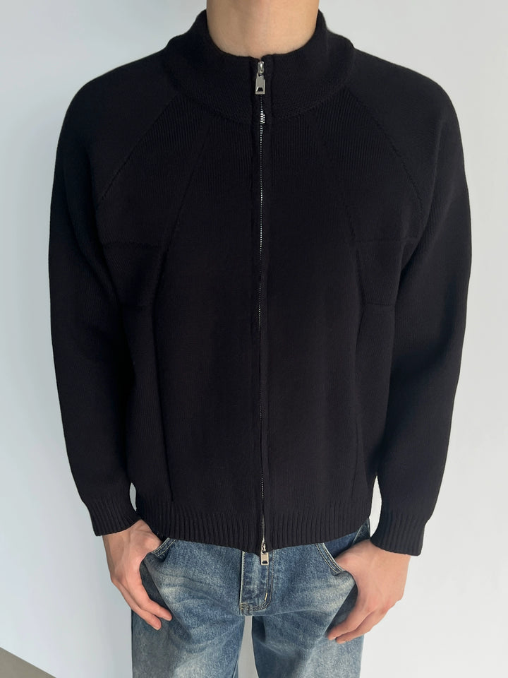 Cardigan en tricot zippé en mélange de cachemire 