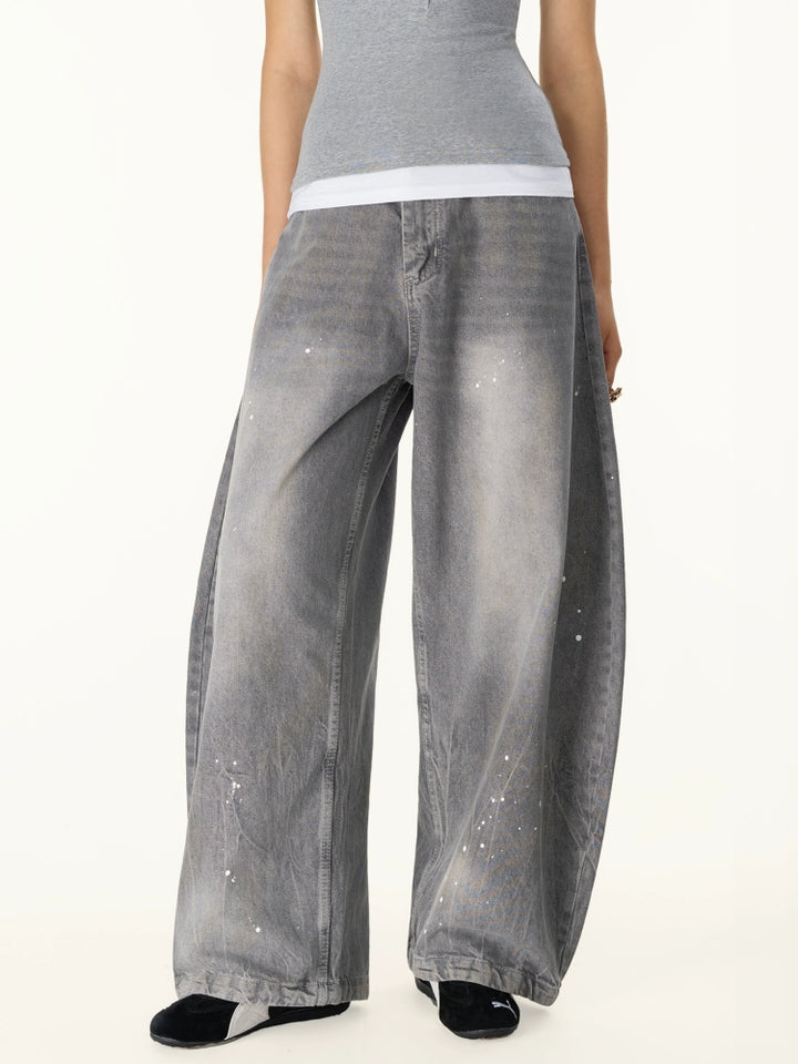 Wide-Leg Spray-Painted Scimitar Jeans
