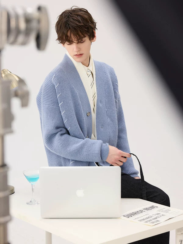 Cardigan en tricot velours arctique avec col châle 