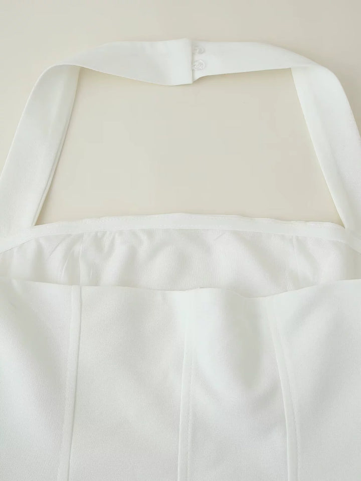 Halter Pleated Slim Fit Sommerkjole 