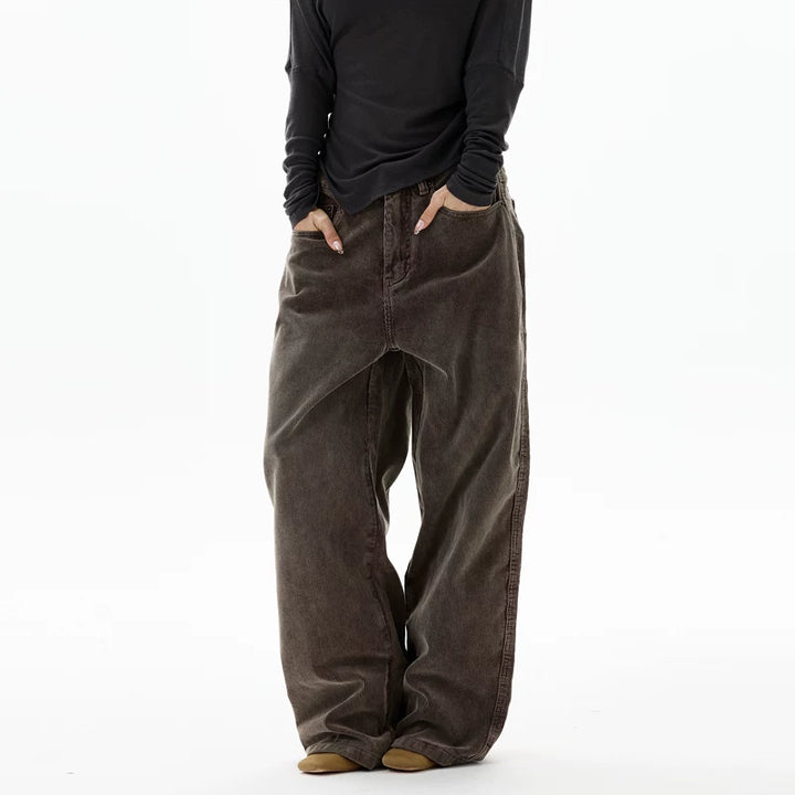 Washed Corduroy Loose Casual Pants