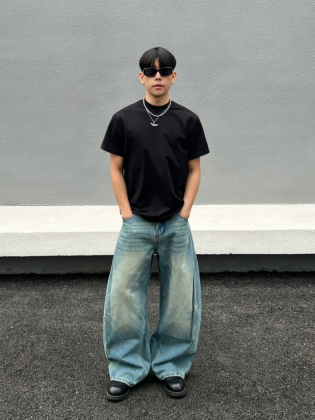 Slidt bredbenet løstsiddende jeans 