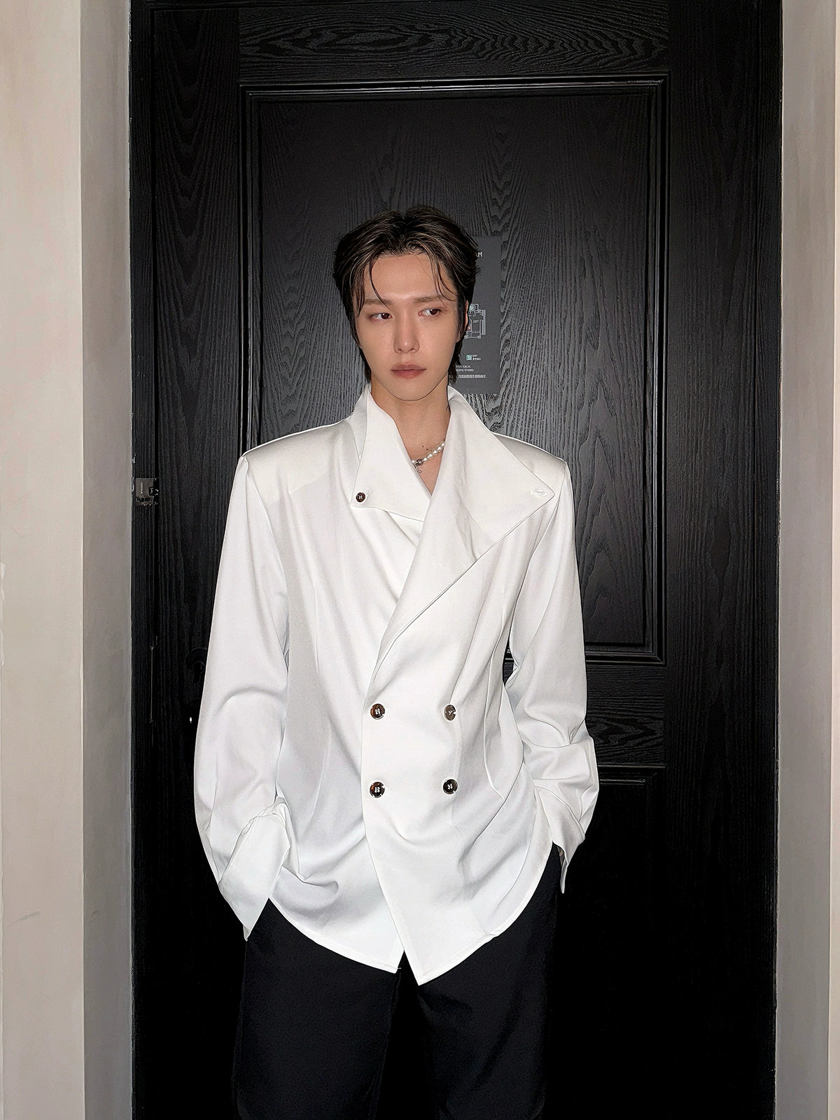 Double-Breasted Suit Collar Shirt