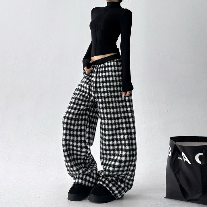 Plaid Wide Leg Casual Loose Pants