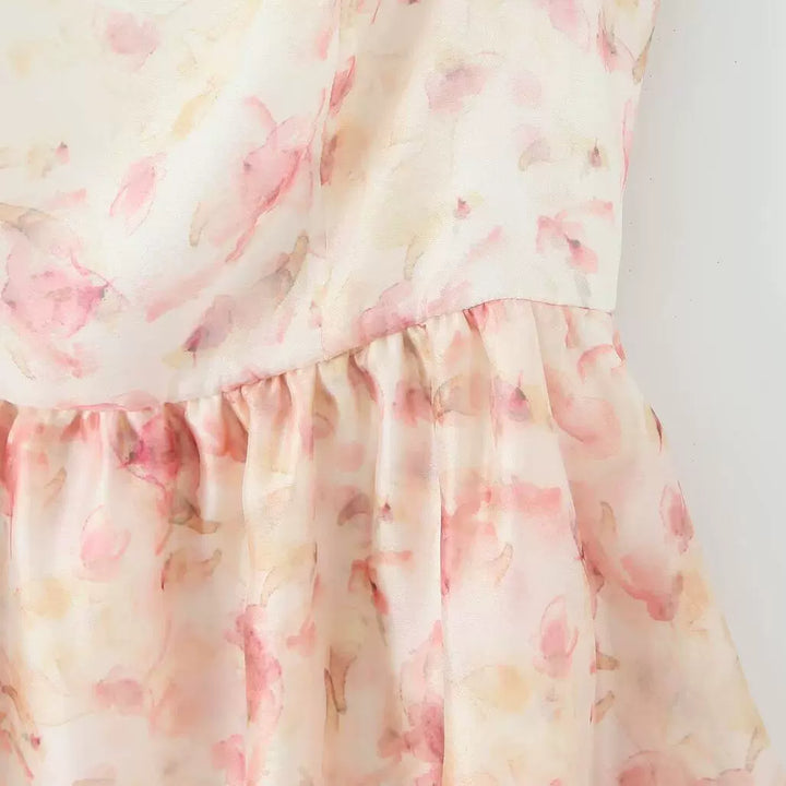 Vestido de Verão Sem Mangas com Estampa Floral em Camadas 