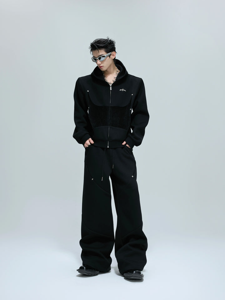 Patchwork Hooded Sweatshirt and Pants (Sold Separately)