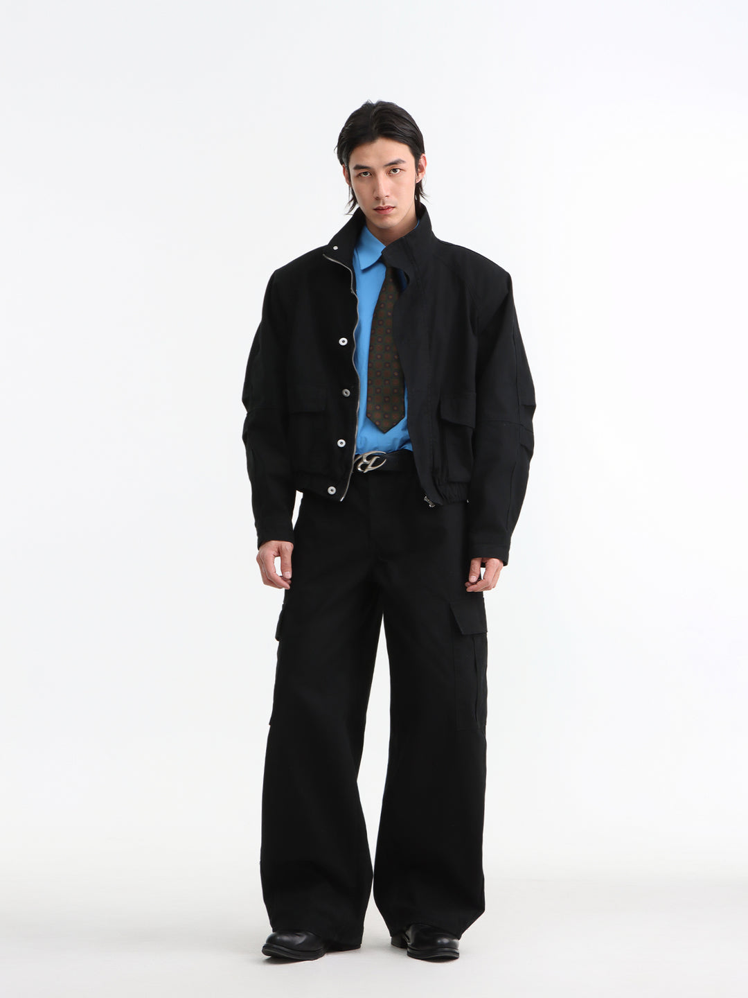Stand-Up Collar Multi-Pocket Cargo Jacket