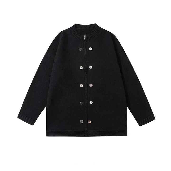 Double-Breasted Zipper Knit Cardigan Jacket