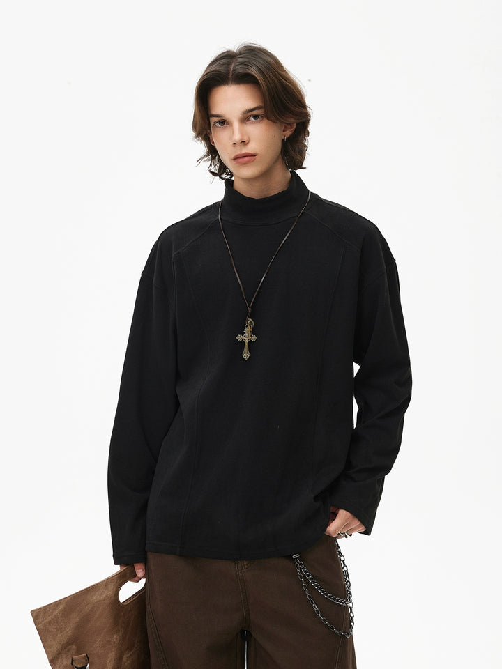 Velvet Mock Neck Long Sleeve Pullover
