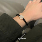 Hand-Woven Silver Obsidian Bracelet