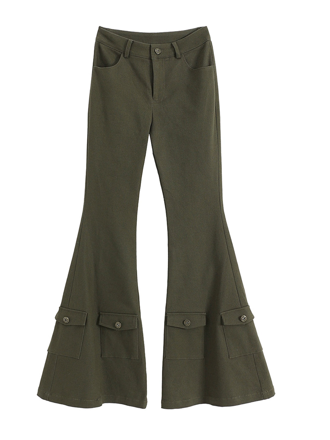 Pantalons cargo décontractés évasés taille haute 